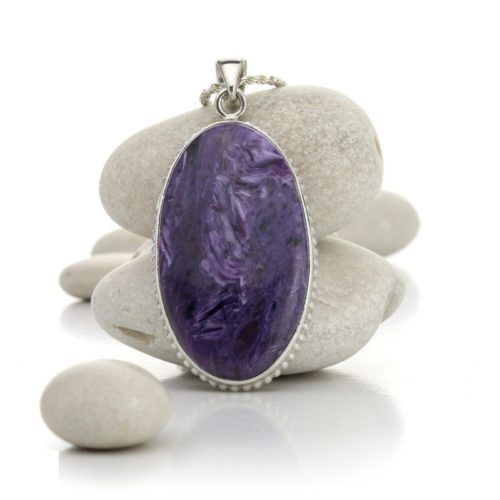 Pendentif argent massif Charoite