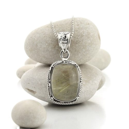 Pendentif argent massif Quartz rutile