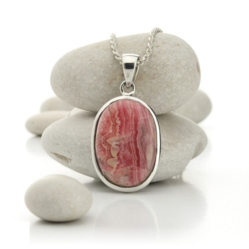 Pendentif argent massif en Rhodochrosite