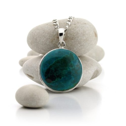 Pendentif argent massif Chrysocolle