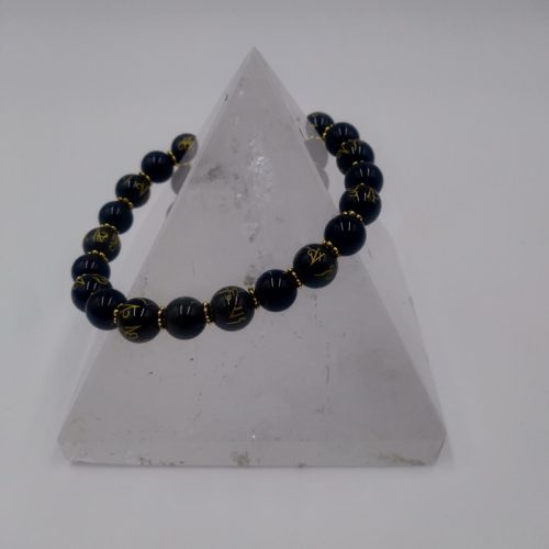 Bracelet 6 Mondes 8 mn Obsidienne Noire et Œil Céleste