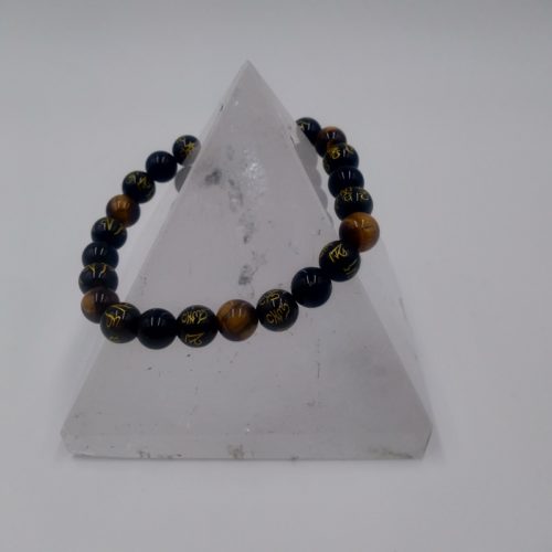 Bracelet 6 Mondes 8 mn Obsidienne Noire et Œil du Tigre