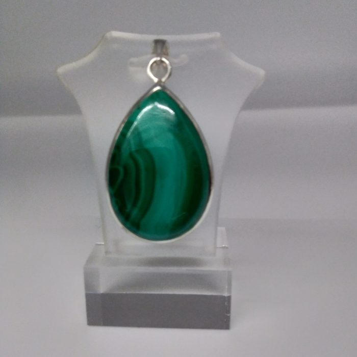 Pendentif argent massif Malachite grand modèle