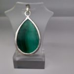 Pendentif argent massif Malachite grand modèle