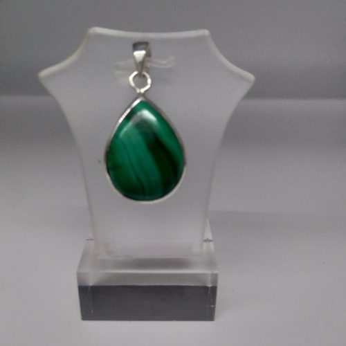 Pendentif argent massif Malachite petit modèle