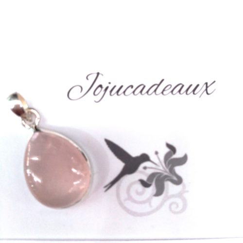 Pendentif argent massif Quartz Rose petit modèle