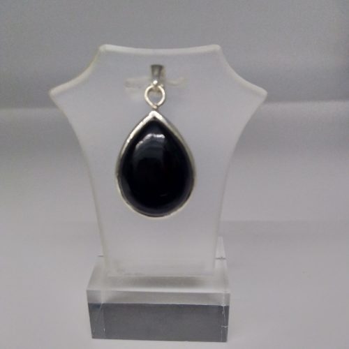 Pendentif argent massif Obsidienne Noire petit modèle