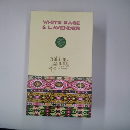 Bâtonnets d’Encens Native Soul White Sage et Lavande 12 x 15 gr. Utilisée depuis des temps immémoriaux par les traditions shamaniques amérindiennes.