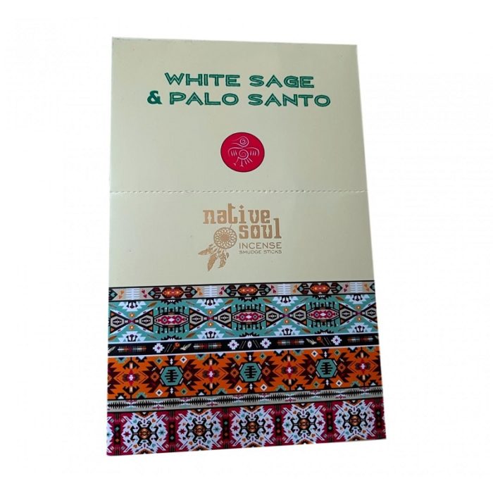 Bâtonnets d’Encens Native Soul White Sage et Palo Santo 12 x 15 gr