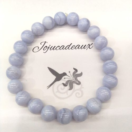 Bracelet Calcédoine Bleue 8 mn