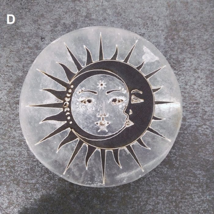 Disque Sélénite 10 cm Lune et Soleil