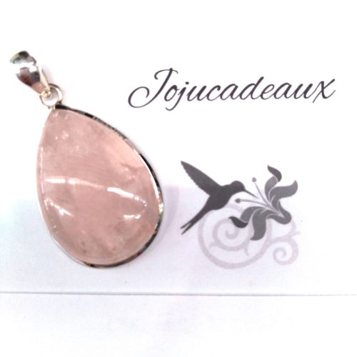 Pendentif argent massif Quartz Rose grand modèle